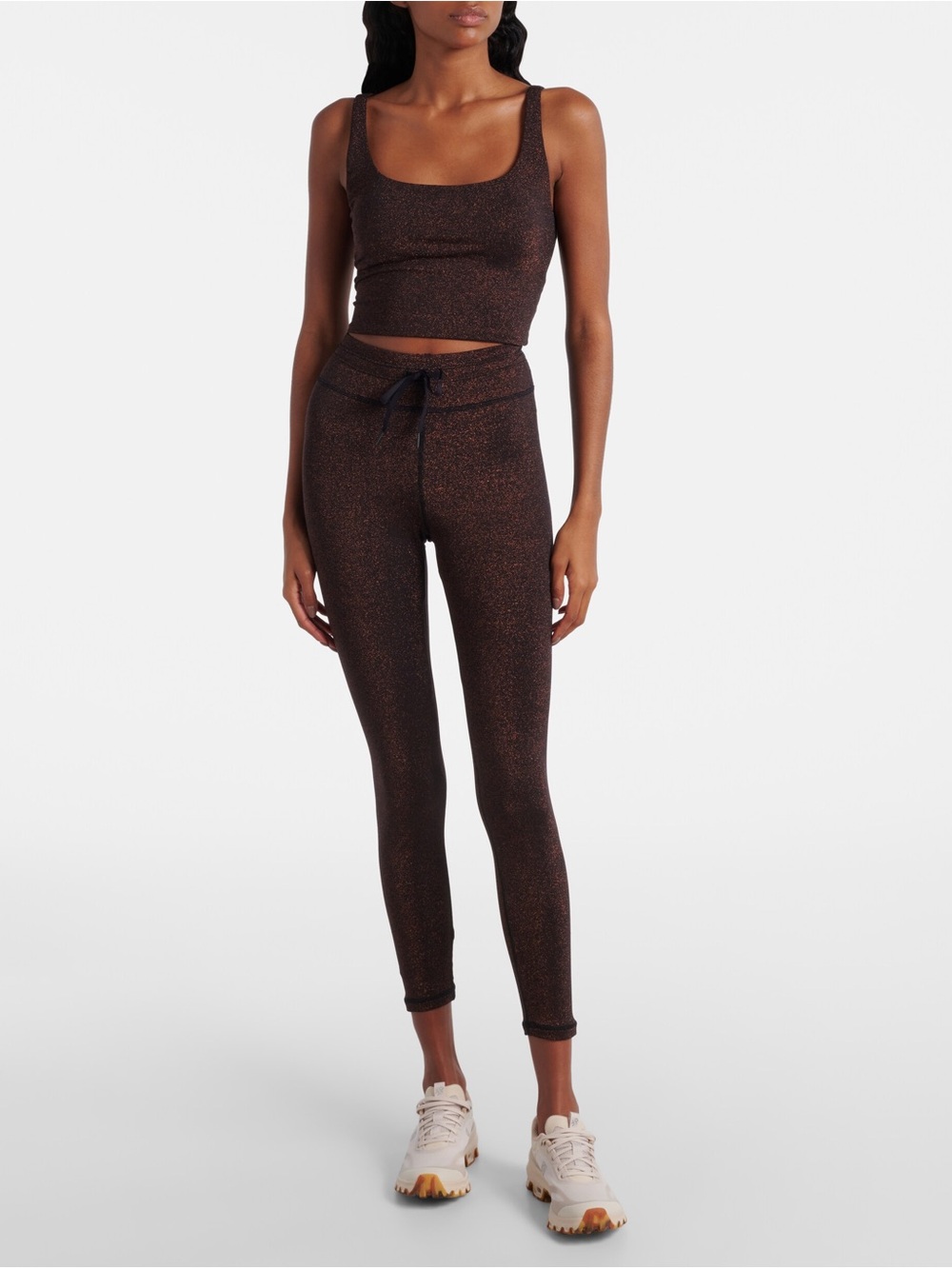The Upside Bronze Shimmer Arizona Mid-Rise Legging & Crop Top Set